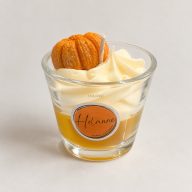 HOLANNE Pumpkin Spice 100 g desszertgyertya üvegpohárban, tök alakú díszítéssel
