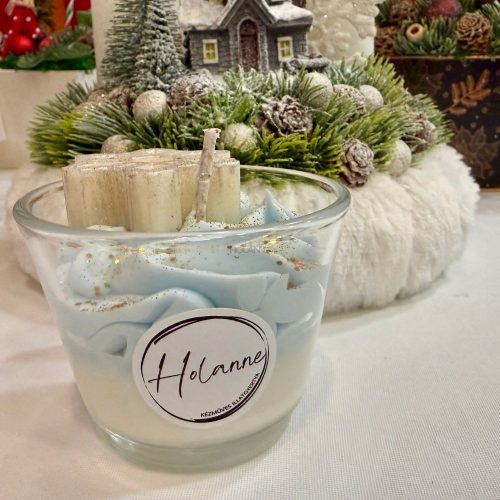 Ünnepi hópehely – kézműves szójaviasz desszertgyertya (100 g)