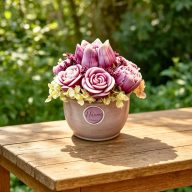 Rózsaszín kerámiában készült kézműves örök virág illatviasz box szárazvirág dekorációval